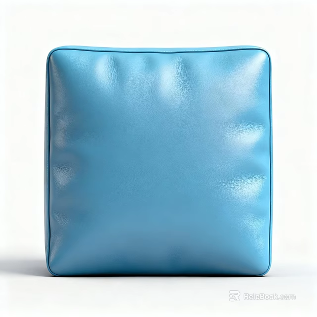 Blue Square Leather Cushion With Shiny Surface For Home Decor 3d model 
