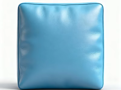 Blue Square Leather Cushion With Shiny Surface For Home Decor 3d model