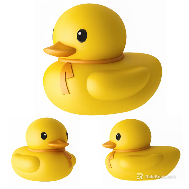 Yellow Rubber Duck Toy Displayed In Multiple Angles For Kids Play 3d model