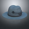 Light Blue Wide Brim Hat With Decorative Band And Floral Accent