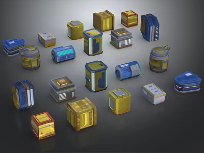 Colorful Cubes And Boxes With Varied Shapes Structural Details And Hues 3d model