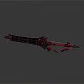 Fantasy Spiked Sword With Red And Black Detailed Design And Sharp Edges