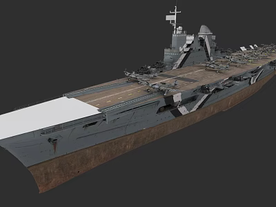 Modern Aircraft Carrier Naval Vessel With Long Flight Deck And Military Structure 3d model