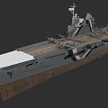 Modern Aircraft Carrier Naval Vessel With Long Flight Deck And Military Structure