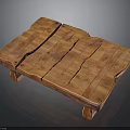 Rustic Wooden Coffee Table With Natural Wood Grain And Plank Design