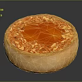 Smooth Round Dessert With Orange Top And Nut Sprinkles On Light Brown Base 3d model