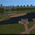 Comprehensive Aerial Urban Planning with River Roads Bridges and Building Layout