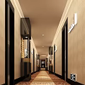Elegant Modern Elevator Hallway Design With Recessed Lighting And Wall Decor 3d model
