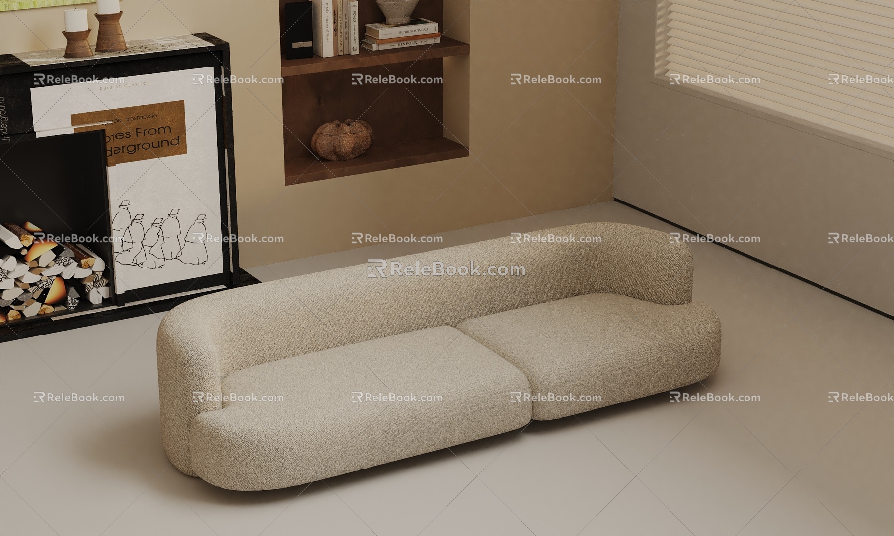 Three-seat sofa 3d model