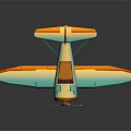 Blue And Orange Vintage Passenger Airplane Biplane Toy Model With Propeller
