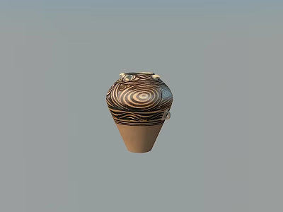 Handcrafted Ceramic Vase With Spiral Pattern Brown And White Decorative Design 3d model