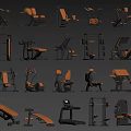 Diverse Sports Equipment for Home Gym Fitness Training Including Treadmill Dumbbell Rack and Exercise Bench
