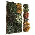 Green Plant Wall Design With Various Colorful Foliage And Layered Indoor Decor