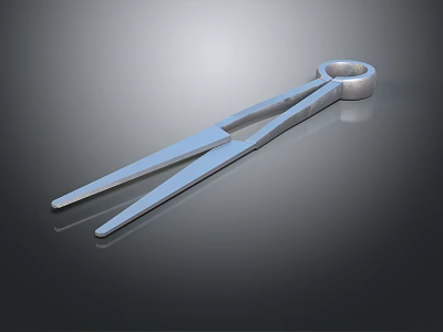 Stainless Steel Laboratory Tweezers With Long Handle And Precision Tips 3d model