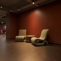 Spacious Two Story Exhibition Hall With Modern Display Tables And Wall Artworks