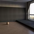 Wooden Floor In Modern Room Interior With Natural Light And Decorative Ball Near Window
