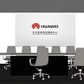 Modern Conference Room Interior With Huawei Logo Meeting Table And Office Chairs