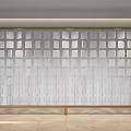 Modern Room Divider With Gold Frame And Textured White Glass For Interior Decor
