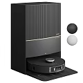 Modern Black Robotic Vacuum Cleaner With Vertical Charging Station And Spherical Parts
