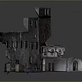Historic Building Cross Section Model Showing Damaged Sections Brick Walls Windows And Internal Structure 3d model