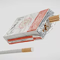 Open Cigarette Pack With Foil Wrapper And Single Cigarette 3d model