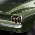 Classic Green Ford Mustang Vintage Muscle Car With Front Grille Round Headlights Chrome Accents