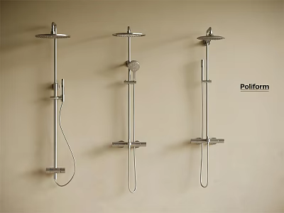 Modern Stainless Steel Wall Mounted Shower Systems With Overhead And Handheld Sprayers 3d model