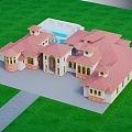 Spacious Residential Villa Featuring Red Roof Tiles White Exterior And Arched Porchway Design