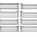 Traditional Stone Railings Featuring Decorative Balusters And Classic Design Elements 3d model