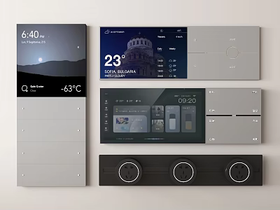 Smart Switch Panels With Digital Display Screen Time Temperature Weather Control Functions 3d model