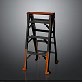 Sturdy Black and Orange Step Ladder With Metal Steps and Stable Frame