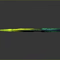 Green and Yellow Fantasy Bladed Weapon with Spiked Blade and Decorative Handle