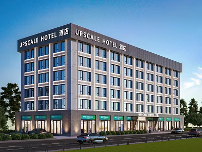 Upscale Hotel Ground Floor Modern Shopping Mall Retail Shops Exterior View 3d model