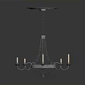 Elegant Metal Chandelier With Candle Shaped Lights And Chain Ceiling Base 3d model