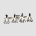 Modern Four Light Wall Sconce With Glass Shades And Metal Frame Design