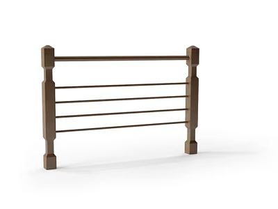 Simple Classic Wooden Railing Structure With Vertical Posts And Horizontal Rails 3d model