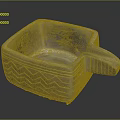 Square Stone Container With Zigzag Pattern And Textured Handle Surface 3d model