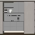Elegant Modern Sideboard Cabinet Design With Open Shelves Wine Bottles Coffee Machine And Books