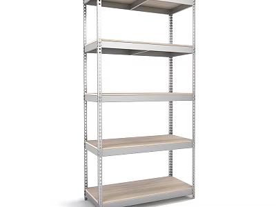 Sturdy Metal Storage Rack With Multiple Wooden Shelves For Home Organization And Storage 3d model