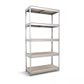 Sturdy Metal Storage Rack With Multiple Wooden Shelves For Home Organization And Storage