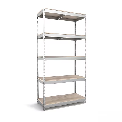Sturdy Metal Storage Rack With Multiple Wooden Shelves For Home Organization And Storage 3d model