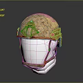 Sand Colored Military Helmet With Worn Texture And Chin Strap Design