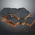 Modern Wooden House Exterior With Dark Roof Multiple Gabled Roofs And Wooden Deck