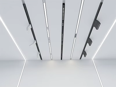 Modern Ceiling Downlights and Spotlights with Sleek Linear Design for Interior Lighting Installation 3d model