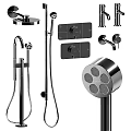 Modern Matte Black Shower System With Handheld Sprayer Fixed Head And Control Knobs 3d model