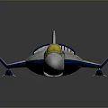 Futuristic White And Blue Spaceship With Yellow Cockpit Wings And Missile