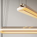 Modern Linear Chandelier With Golden Metal Frame And Soft Warm Illumination For Contemporary Interiors