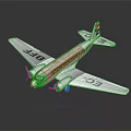 Vintage White Propeller Airplane Model With Colorful Markings And BF EC Wing Logos