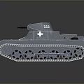 Blue Military Tank With White Cross Marking On Turret And Track Details