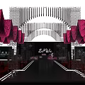 Elegant Stage Design With Pink Draperies Lighting Red Seats And Modern Styling